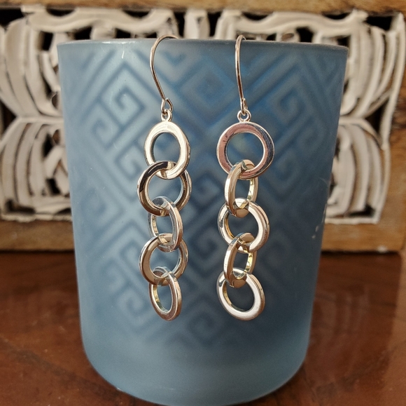 Sterling Interlocking Circles Earrings by C^A - Picture 2 of 12